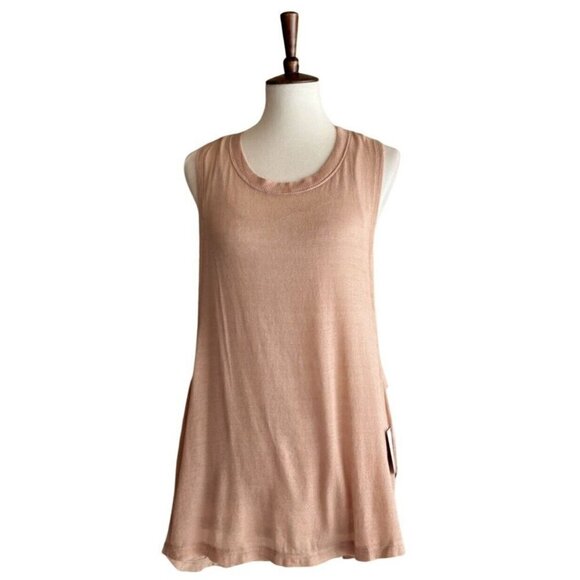Free People Tops - NWT FREE People Tank Top Double Twist Back 2 Layer Peach Ivory combo Size L